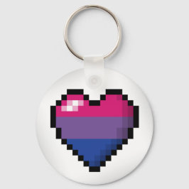 Großes Pixel Herzdesign in Bisexueller Stolperflag Schlüsselanhänger