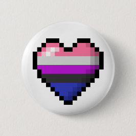 Großes Pixel Herzdesign in der Genfluidflagge Button