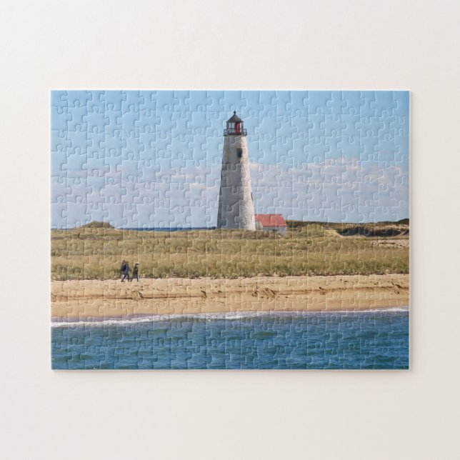 Großes Punkt-Leuchtturm Nantucket MA Puzzle (Horizontal)