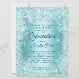 Grosses Quinceanera Aquamarin Snowflake Winter Won Einladung