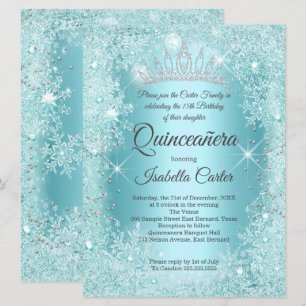 Grosses Quinceanera Aquamarin Snowflake Winter Won Einladung