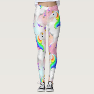 Großes Regenbogen-Prinzessinnen-Einhorn auf Rosa u Leggings