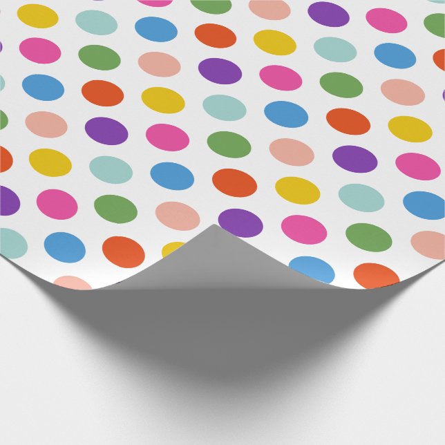 Großes regenbogenfarbenes Tupfenmuster Geschenkpapier (Ecke)