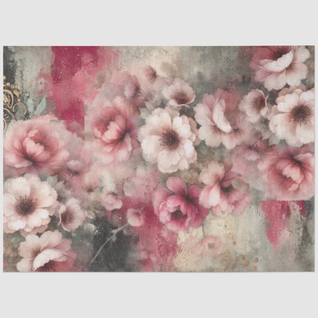 Grosses rosafarbenes Blumenzimmerpapier Seidenpapier (Vorderseite)