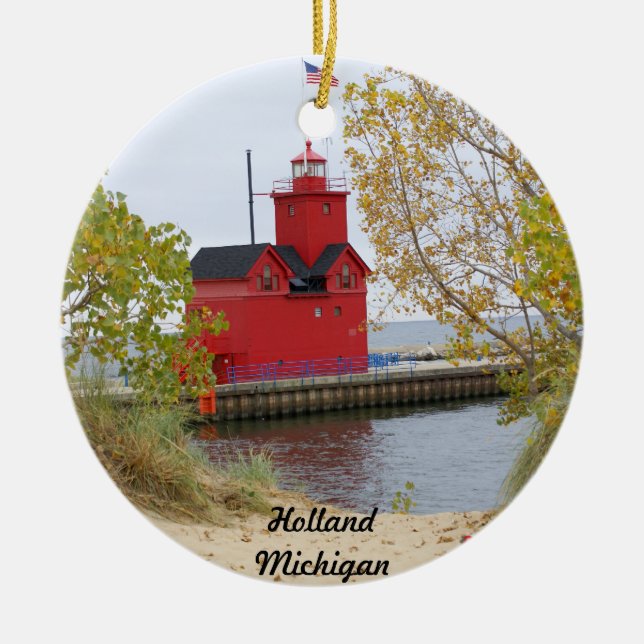 Großes Rot, Holland Michigan Keramik Ornament (Vorne)