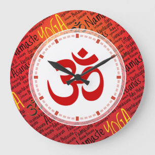 Großes Rot OM - vergessen Sie, dass wann es Yoga Große Wanduhr