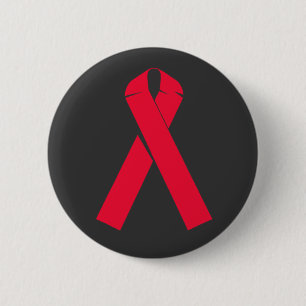 Großes rotes Band für AIDS Bewusstsein Button