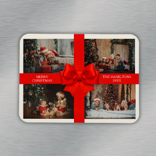 Großes rotes Band Weihnachten Benutzerdefiniert 4 Magnet