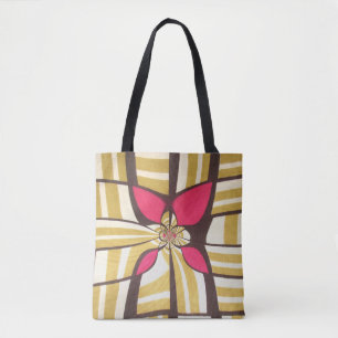 Großes rotes florales Elfenbein-Design Tasche