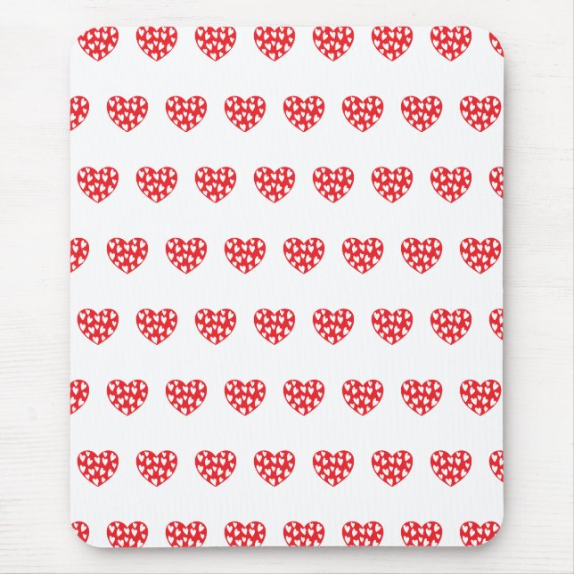 Grosses rotes Herz mit kleinen Herzen Mousepad (Vorne)