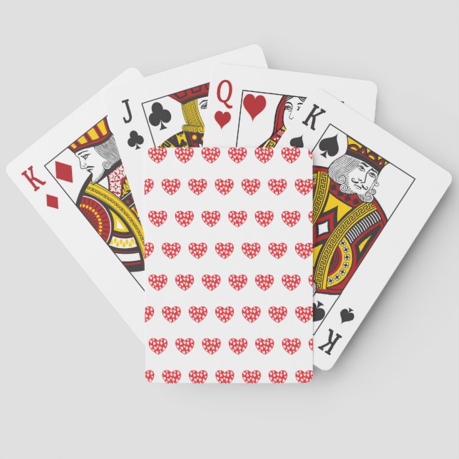 Grosses rotes Herz mit kleinen Herzen Spielkarten (Rückseite)