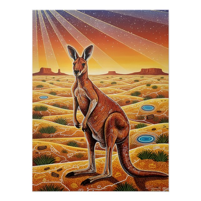 Großes rotes Känguru im australischen Outback Poster (Vorderseite)