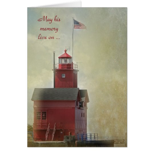 Großes rotes Leuchtturm-Beileid Karte