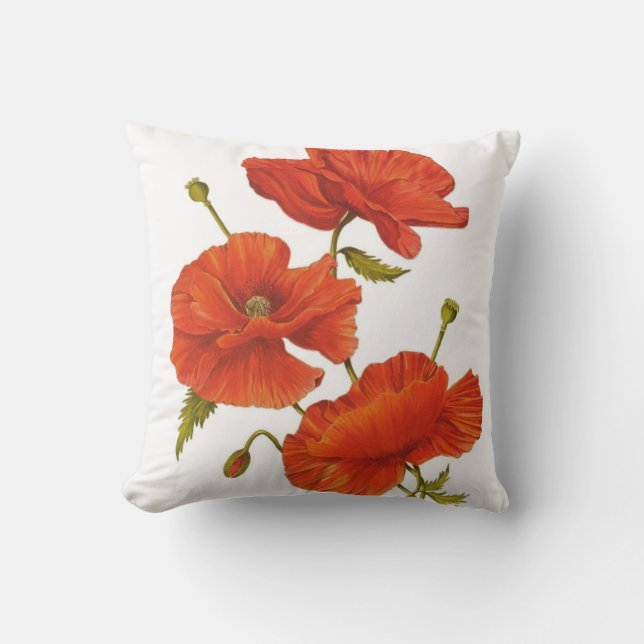 Großes rotes Mohnblumen-Kissen Kissen (Vorderseite)
