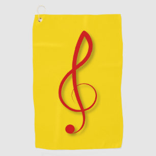 Großes rotes musikalisches Symbol des dreifachen Golfhandtuch