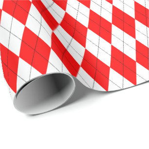 Großes rotes und weißes Rauten-Verpackungs-Papie Geschenkpapier