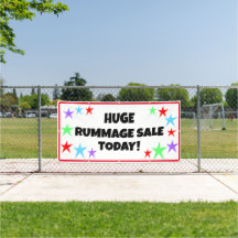 Großes Rummage Verkauf! Banner für farbenfrohe Ste
