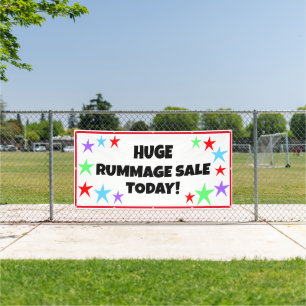 Großes Rummage Verkauf! Banner für farbenfrohe Ste