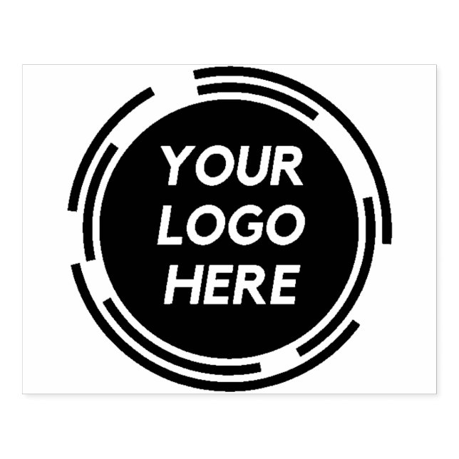 Großes, rundes Logo, schwarz Personalisiert Gummistempel (Prägung)