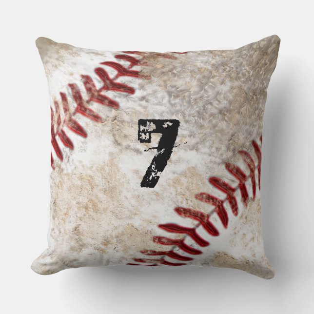 Großes schmutziges Baseball-Wurfs-Kissen MONOGRAMM Kissen (Vorderseite)