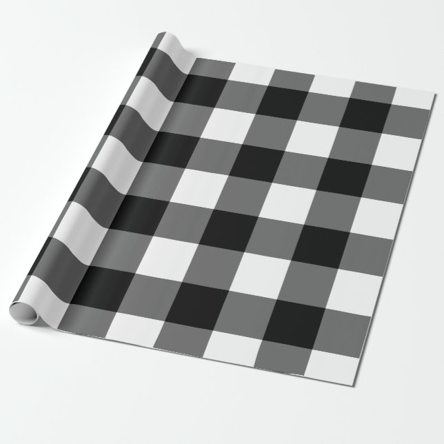 Grosses schwarz-weißes Gingham-Packpapier Geschenkpapier (Ungerollt)