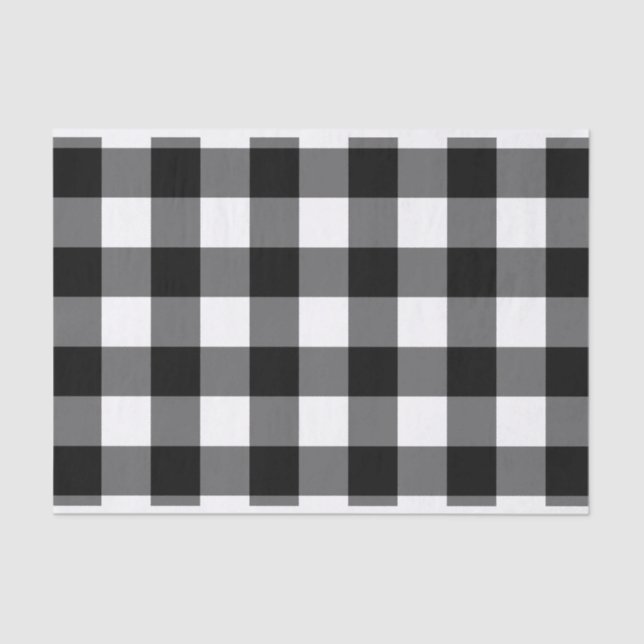 Grosses, schwarz-weißes Gingham-Papier Seidenpapier (Vorderseite)