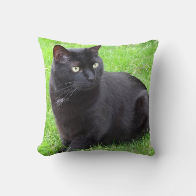 Großes schwarze Katzen-Kissen Kissen (Vorderseite)