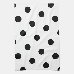 Grosses schwarzes Polka Dot-Muster - Farbweiß Geschirrtuch