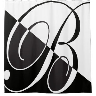 Großes Schwarzweiss-elegantes Monogramm des Duschvorhang