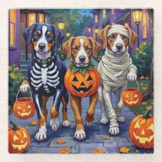 Grosses Schweizer Bergtrick-oder-Treating Hallowee Glasuntersetzer (Vorderseite)