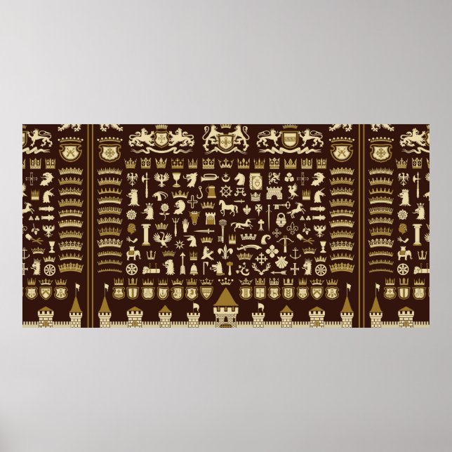 Grosses Set heraldischer Elemente. Poster (Vorne)