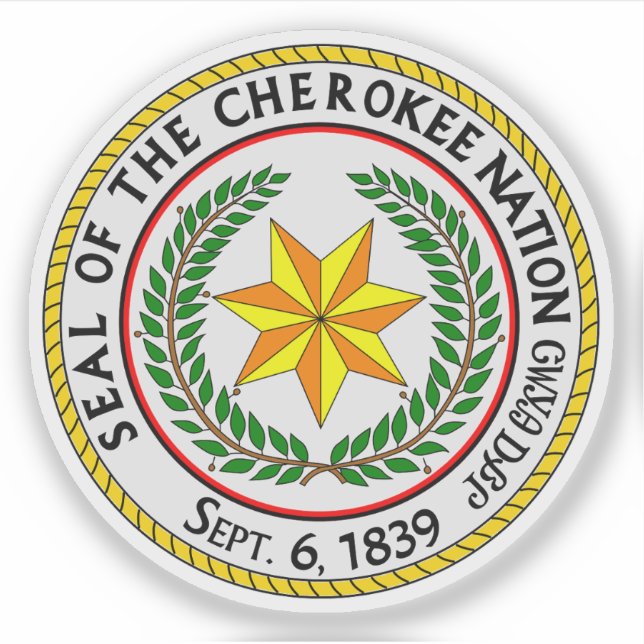 Großes Siegel der Cherokee-Nation und des Stamms,  Aufkleber (Vorderseite)