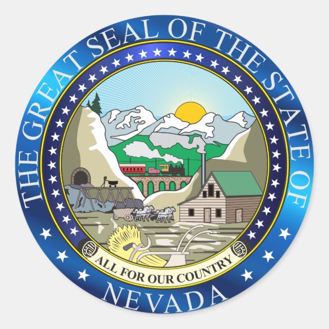 Grosses Siegel des Staat von Nevada Runder Aufkleber (Vorderseite)