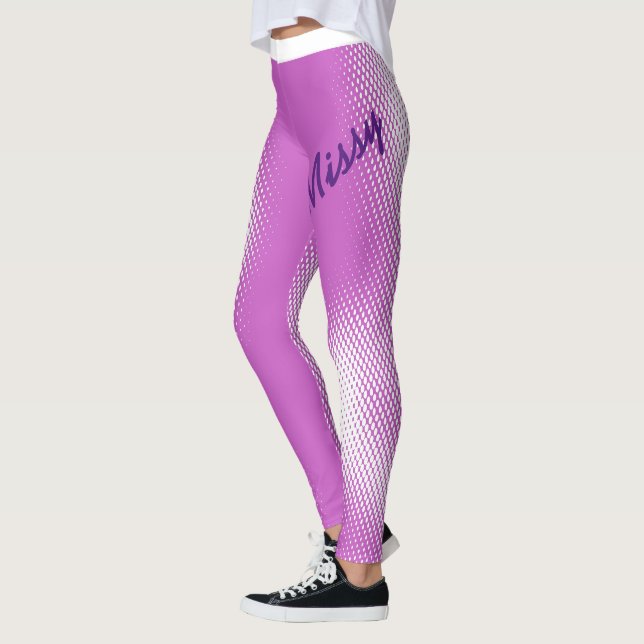 Grosses Skript mit weißem Punktmuster auf Ihrer Fa Leggings (Links)