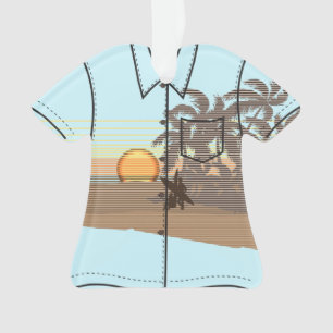 Großes Sunset-Streifen-Hawaiian-Surfer-Aloha-Shirt Ornament