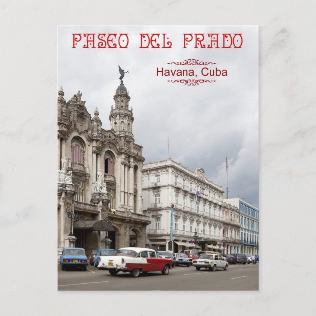 Großes Theater von Havanna, Paseo del Prado, Kuba Postkarte (Vorderseite)