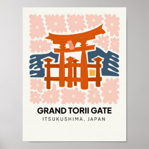 Großes Torii-Tor Itsukushima Japan Reise floral Poster