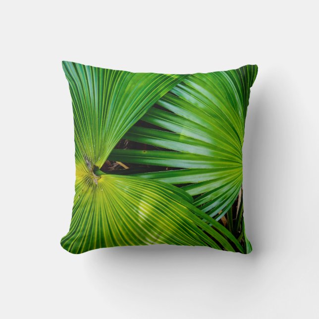 Großes und helles Blätter von den Tropen Kissen (Vorderseite)