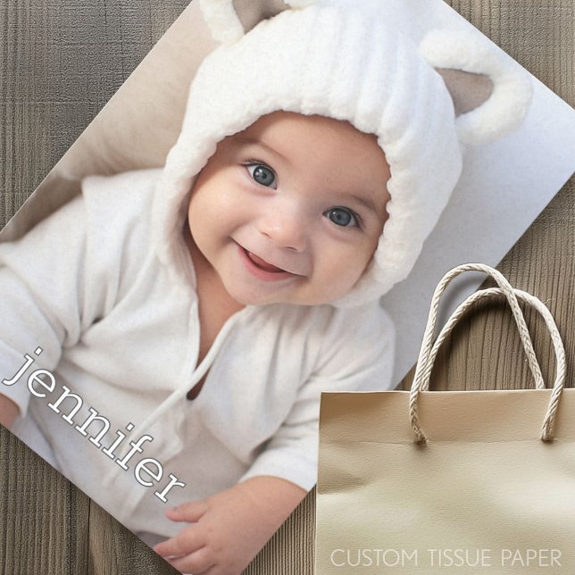 Grosses vertikales Foto mit minimalem Text Seidenpapier (Custom Photo Tissue Paper)