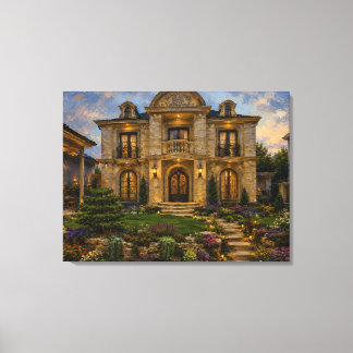 Großes viktorianisches Herrenhaus Ölbild Leinwandd Leinwanddruck