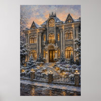Großes viktorianisches Herrenhaus Ölbild Poster