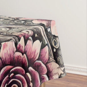 Grosses Vintag gotisch-rosa Blume Muster Tischdecke