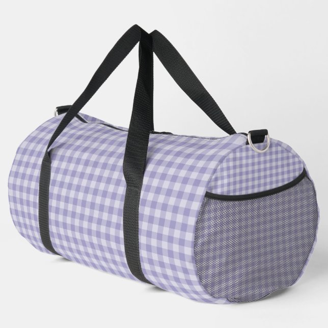 Großes violettes Schachbrettmuster Duffle Bag (Rechte Ecke)