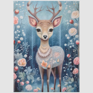 Großes Wald Reh & Florales Decoupage Seidenpapier