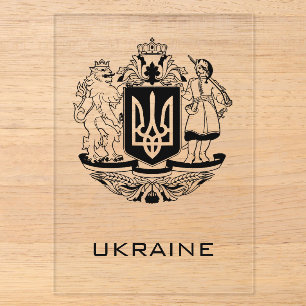 Großes Wappen der Ukraine Monochrome Fine Art Acryleinladungen