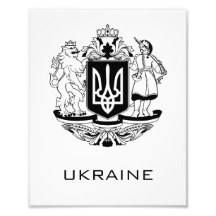 Großes Wappen der Ukraine Monochrome Kunst Fotodruck