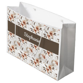 Großes wasserfarbenes Monogramm Name rosa Wildblum Große Geschenktüte