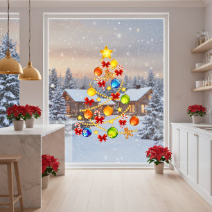 Großes Weihnachtsbaumfenster Fensteraufkleber