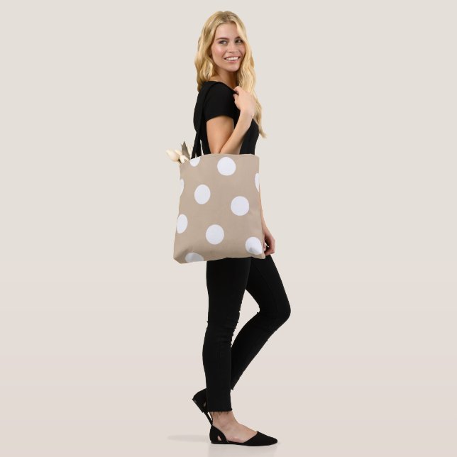 Grosses weißes Polka-Dotmuster - Benutzerdefiniert Tasche (Am Model)