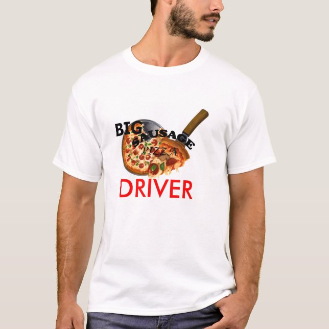 GROSSES Wurst-Pizza-Lieferungs-T-Shirt T-Shirt (Vorderseite)